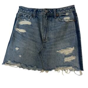 Abercrombie & Fitch AF Vintage A-Line Distressed Denim Mini Skirt Size 28 6